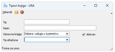 Polje tip eRačuna u šifrarniku Tipovi knjiga - Knjiga URA.png