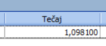 Prikaz tečaja u stupcu